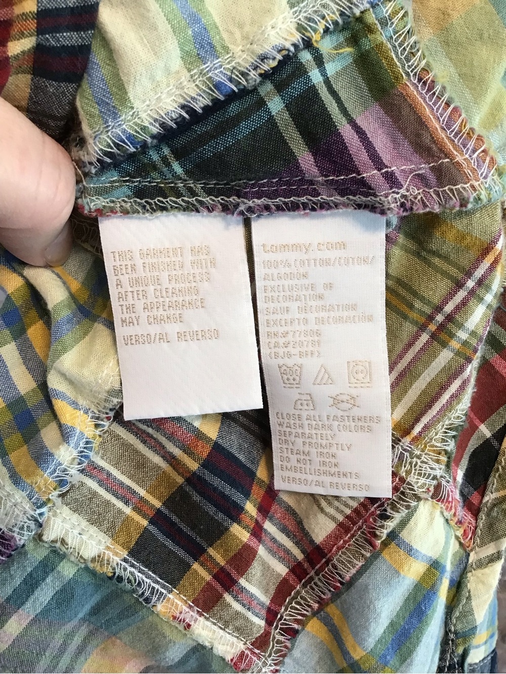 Tommy Hilfiger Vintage Women's Y2K Patchwork Plaid Button-Front Midi Dress 6 - Picture 7 of 7